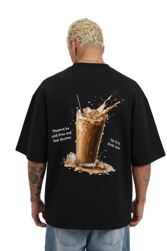 Coffee First Black Oversized Tshirt