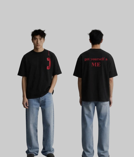 Get yourself a me Black Oversized Tshirt