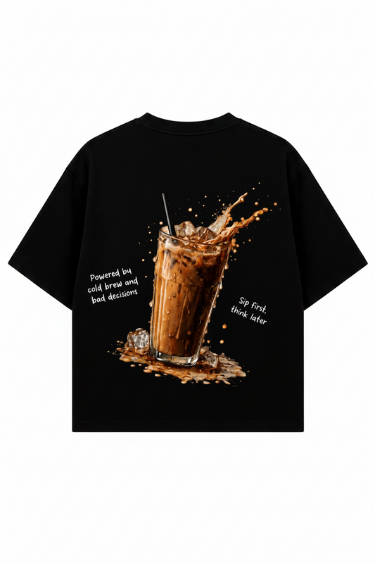 Coffee First Black Oversized Tshirt