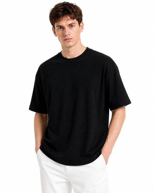 Black Solid Oversize tshirt
