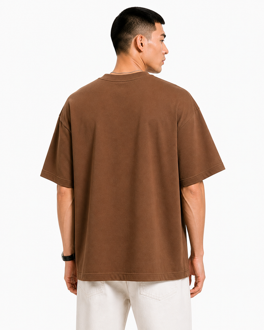 Coffee Brown Solid Oversize Tshirt