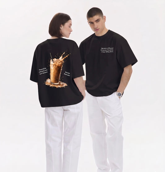 Coffee First Black Oversized Tshirt
