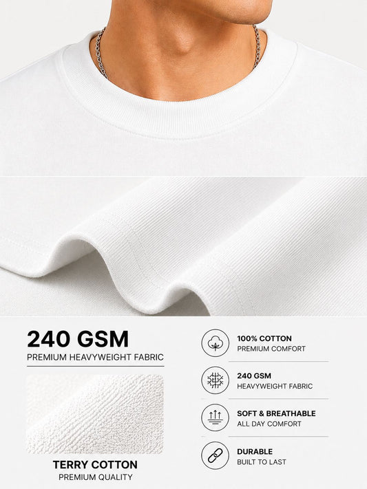 White Solid Oversize Tshirt